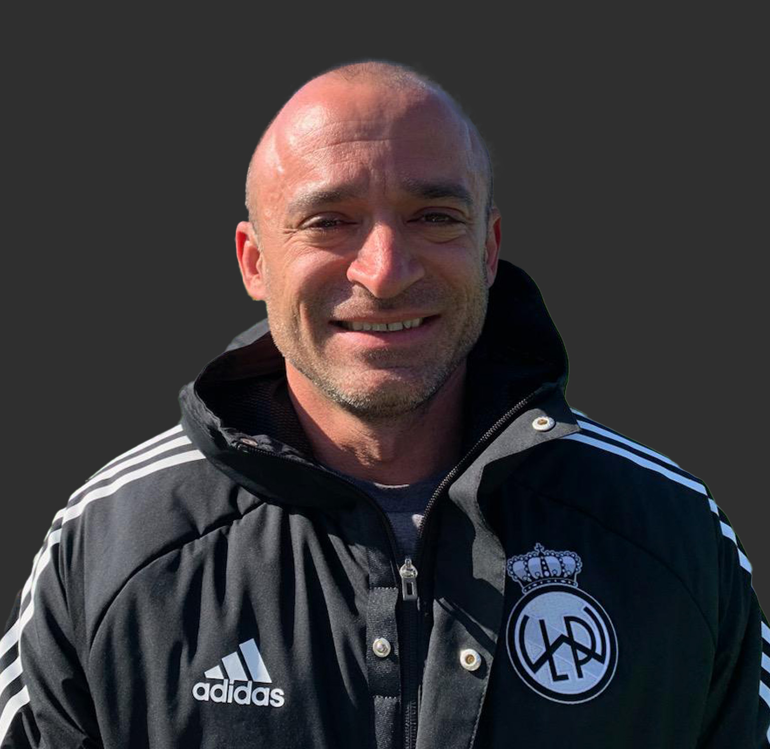 aThumbnail image of Matt Morello wearing a club Adidas jacket with club logo